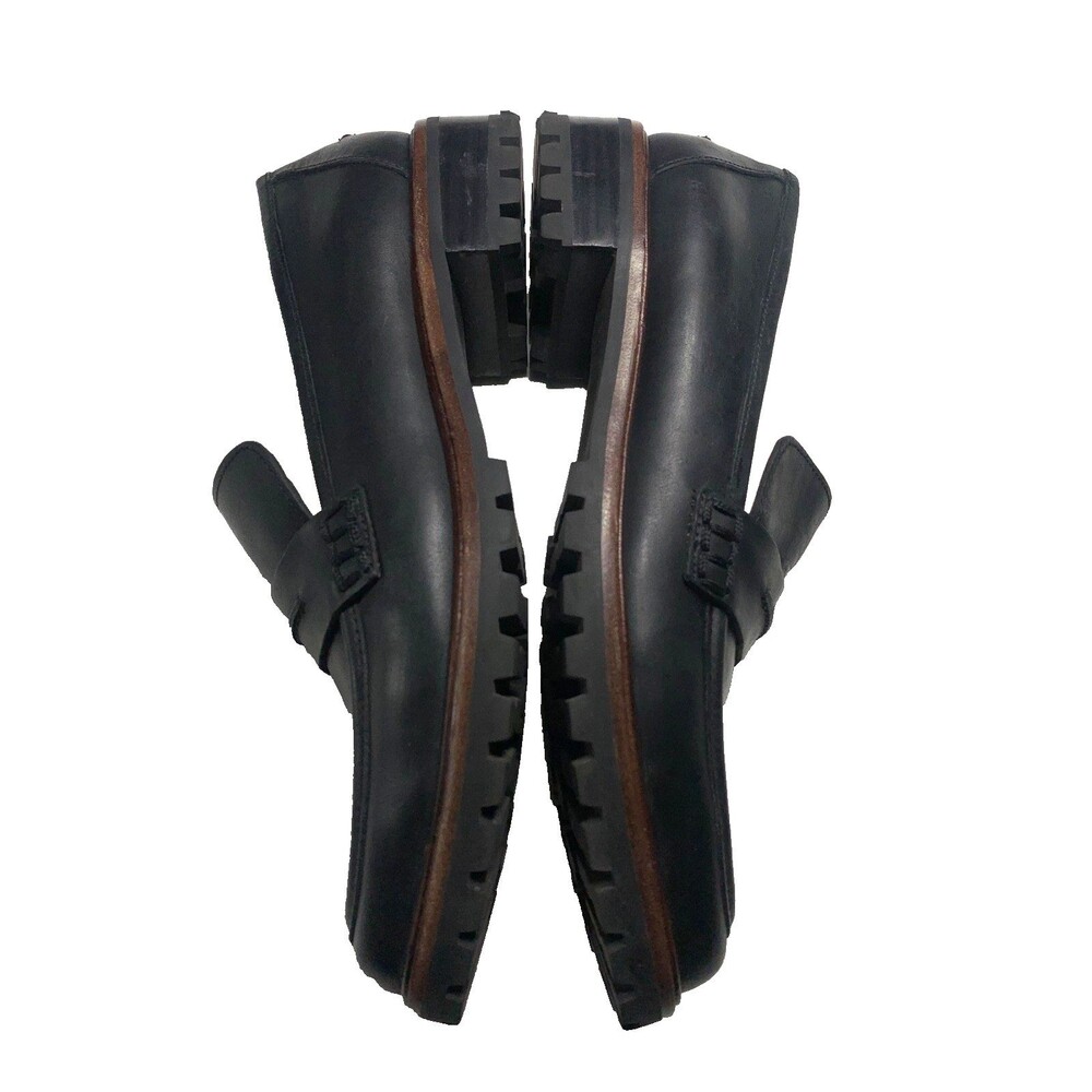 Madewell The Corinne Lugsole Loafer Black Leather Womens 9.5 Shoes Chunky Flats - Picture 7 of 9